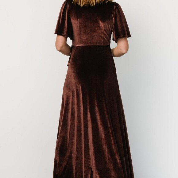 Baltic Born Katelyn Velvet Maxi Wrap Dress | Clove Size 3XL3XL - Picture 4 of 7